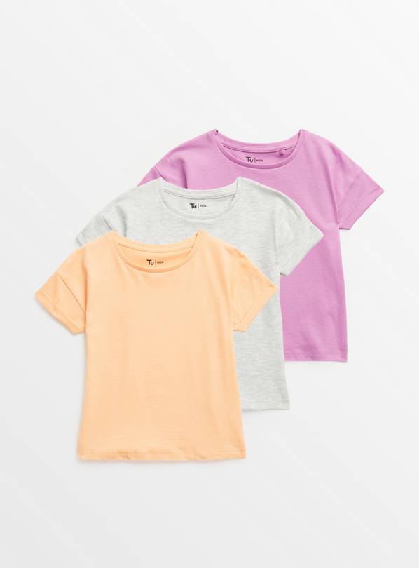 Bright Coral Short Sleeve T-Shirts 3 Pack 1-2 years